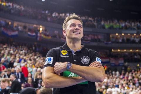 Köln, Deutschland 21. Januar 2019: WM 2019 Männer - Hauptrunde - Kroatien vs. Deutschland Trainer Christian Prokop (Deutschland) lachend laechelnd gut gelaunt grinst grinsend Köln Lanxess Arena Nordrhein-Westfalen Deutschland