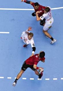 January 21, 2019 - Herning, Denmark - Action in front of the danish goal during the group C handball match between Egypt and Denmark in Jyske Bank Boxen in Herning during the 2019 IHF Handball World Championship WM Weltmeisterschaft in Germany Denmark. Handball 2019: Egypt-Denmark - ZUMAm173 20190121_zsp_m173_014 Copyright: xLarsxMoellerx