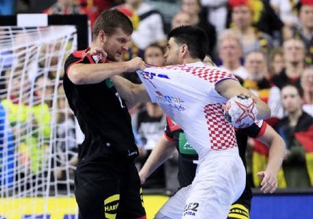 HAFNER Kai Team Deutschland mit STEPANCIC Luka Handball WM 2019 Hauptrunde Spiel Kroatien - Deutschland in Koeln in der Lanxess Arena am 21. Januar 2019