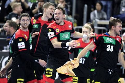 HAFNER Kai mit BOEHM Fabian Team Deutschland Handball WM 2019 Hauptrunde Spiel Kroatien - Deutschland in Koeln in der Lanxess Arena am 21. Januar 2019