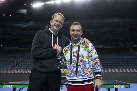 Handball WM 2019 Lanxess Arena Koeln Deutschland Datum: 22.01.2019 Links: Stefan Löcher Rechts: Bob Hanning