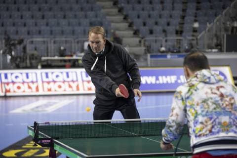 Handball WM 2019 Lanxess Arena Koeln Deutschland Datum: 22.01.2019 Links: Stefan Löcher Rechts: Bob Hanning
