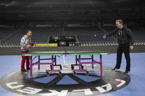 Handball WM 2019 Lanxess Arena Koeln Deutschland Datum: 22.01.2019 Rechts: Stefan Löcher Links: Bob Hanning