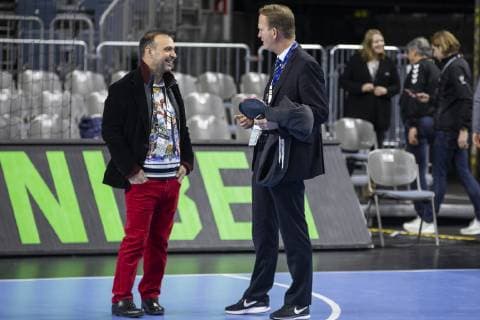 Handball WM 2019 Lanxess Arena Koeln Deutschland Datum: 22.01.2019 Rechts: Stefan Löcher Links: Bob Hanning
