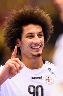 190123 Ali Zeinelabedin of Egypt celebrates during the IHF World Handball Championship match between Tunisia and Egypt on January 23, 2019 in Herning. Photo: Petter Arvidson BILDBYRAN kod PA 92211 Copyright: PETTERxARVIDSON BB190123PA002