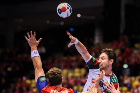 190123 Mate Lekai of Hungary during the IHF World Handball Championship match between Norway and Hungary on January 23, 2019 in Herning. Photo: Petter Arvidson BILDBYRN kod PA 92212 Copyright: PETTERxARVIDSON BB190123PA012