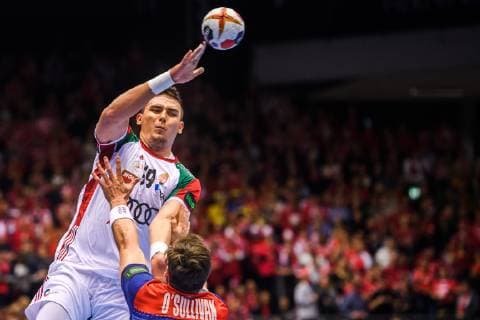 190123 Richard Bodo of Hungary during the IHF World Handball Championship match between Norway and Hungary on January 23, 2019 in Herning. Photo: Petter Arvidson BILDBYRN kod PA 92212 Copyright: PETTERxARVIDSON BB190123PA013