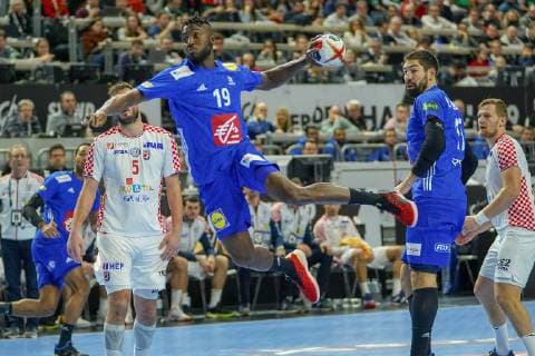 GER, IHF WM 2019, Frankreich (FRA) vs Kroatien (CRO) 23.01.2019, Lanxess Arena,Koeln, GER, IHF WM 2019, Frankreich (FRA) vs Kroatien (CRO) im Bild picture shows: Tor durch Luc Abalo (FRA 19),