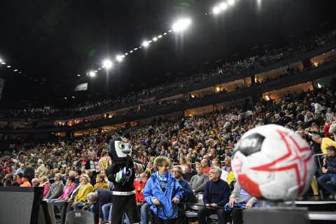 GER, IHF WM 2019, Frankreich (FRA) vs Kroatien (CRO) 23.01.2019, Lanxess Arena,Koeln, GER, IHF WM 2019, Frankreich (FRA) vs Kroatien (CRO) im Bild picture shows: Kulisse mit Spielball