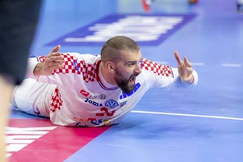 Zeljko Musa (Nr. 28, Kroatien) regt sich auf. Frankreich vs. Kroatien, Hauptrunde, Handball, IHF Handball Weltmeisterschaft, 23.01.19 Koeln Nordrhein-Westfalen Germany Lanxess-Arena Copyright: xAgentur54Gradx xFelixxKoenigx