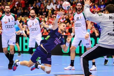 190123 Bjarte Myrhol of Norway during the IHF World Handball Championship match between Norway and Hungary on January 23, 2019 in Herning. Photo: Petter Arvidson BILDBYRN kod PA 92212 Copyright: PETTERxARVIDSON BB190123PA033