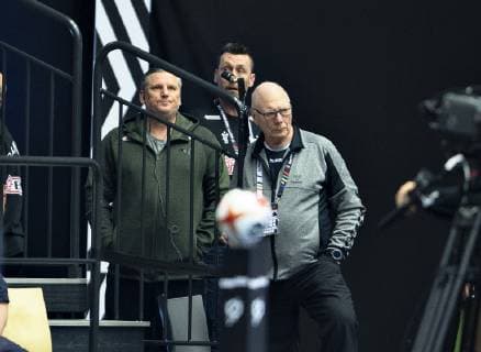 Coach Nikolaj Jakobsen of Denmark is seen in the background watching during the men s IHF Handball World Championship WM Weltmeisterschaft Main Round Group 2 match between Norway and Hungary in Herning, Denmark, Wednesday, Jan. 23, 2019.. , Herning Jylland Denmark Copyright: HenningxBagger HenningxBaggerx COP104 spdk20190123-191321-L