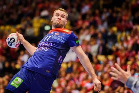 190123 Petter ¯verby of Norway during the IHF World Handball Championship match between Norway and Hungary on January 23, 2019 in Herning. Photo: Petter Arvidson BILDBYRN kod PA 92212 Copyright: PETTERxARVIDSON BB190123PA034