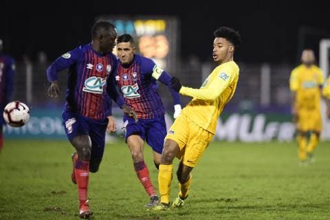 Magloire Mbimbe Doumbe (Viry) FOOTBALL : Viry Chatillon vs Caen - 1 16e Finale Coupe de France - 23 01 2019 JBAutissier Panoramic 