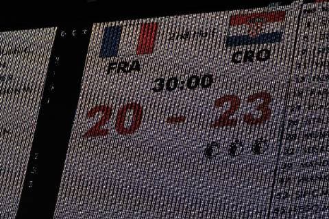 GER, IHF WM 2019, Frankreich (FRA) vs Kroatien (CRO) 23.01.2019, Lanxess Arena,Koeln, GER, IHF WM 2019, Frankreich (FRA) vs Kroatien (CRO) im Bild picture shows: Endstand 20:23