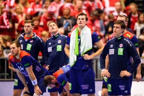 190123 The players of Norway after the IHF World Handball Championship match between Norway and Hungary on January 23, 2019 in Herning. Photo: Petter Arvidson BILDBYRAN kod PA 92212 Copyright: PETTERxARVIDSON BB190123PA044