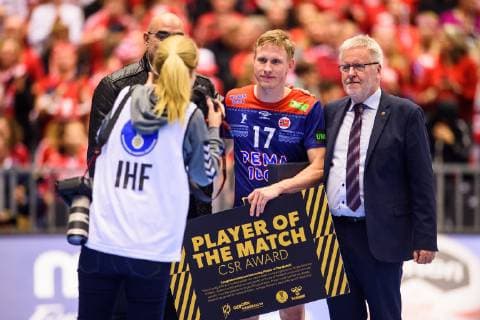 190123 Magnus Jondal of Norway after the IHF World Handball Championship match between Norway and Hungary on January 23, 2019 in Herning. Photo: Petter Arvidson BILDBYRAN kod PA 92212 Copyright: PETTERxARVIDSON BB190123PA046