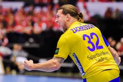 190123 Mattias Zachrisson of Sweden celebrates during the IHF World Handball Championship match between Denmark and Sweden on January 23, 2019 in Herning. Photo: Petter Arvidson BILDBYRN kod PA 92213 Copyright: PETTERxARVIDSON BB190123PA071