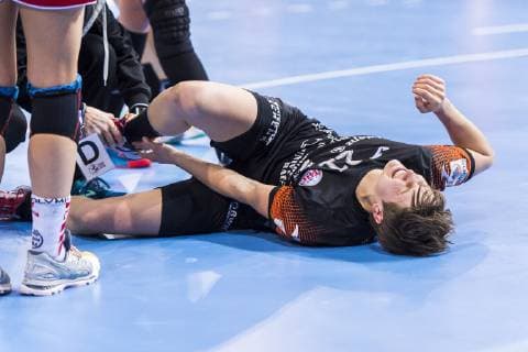 Ludwigsburg, Deutschland 23. Januar 2019: HBF - 18 19 - SG BBM Bietigheim vs. Thüringer HC Ina Großmann Grossmann (Thueringer HC) Verletzt Verletzung Schmerzen Ludwigsburg MHP Arena Baden-Württemberg Deutschland