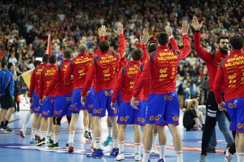GER, IHF WM 2019, Deutschland (GER) vs Spanien (ESP) 23.01.2019, Lanxess Arena,Koeln, GER, IHF WM 2019, Deutschland (GER) vs Spanien (ESP), im Bild picture shows: die Spanier