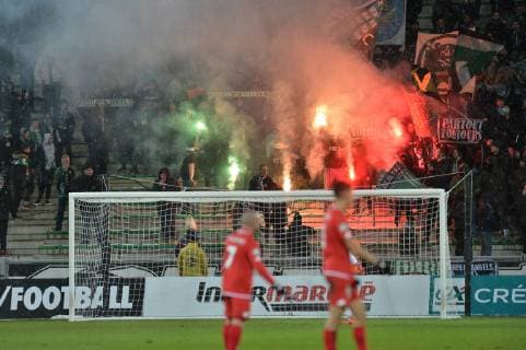 Fumigenes des supporters (saint etienne) FOOTBALL : Saint Etienne vs Dijon - 16e de Finale de Coupe de France - 23 01 2019 FredericChambert Panoramic 