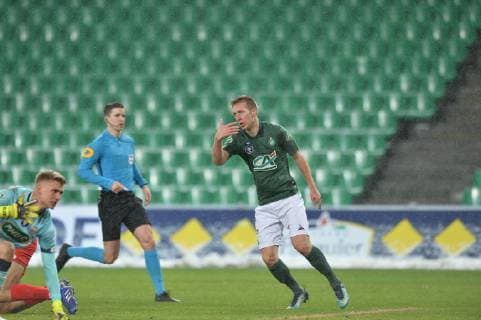 Joie de Robert Beric (saint etienne) FOOTBALL : Saint Etienne vs Dijon - 16e de Finale de Coupe de France - 23 01 2019 FredericChambert Panoramic 