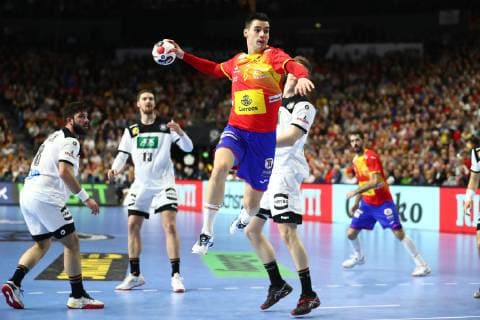 Angel Perez Fernandez (Spanien) frei vor dem Tor, Deutschland vs Spanien, IHF Maenner Handball Weltmeisterschaft, 23.01.2019 Fotograf Neis Eibner Deutschland vs Spanien, IHF Maenner Handball Weltmeisterschaft, 23.01.2019 Köln Copyright: xEIBNER Alexander_Neisx EP_ANS