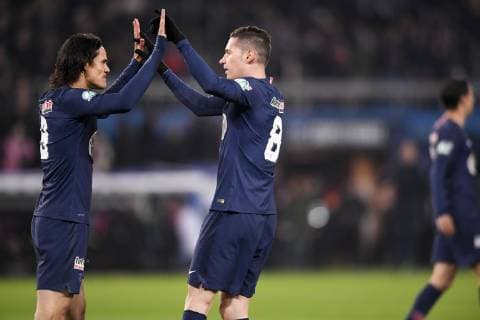Sport Bilder des Tages 09 EDINSON CAVANI (PSG) - JOIE - 23 JULIAN DRAXLER (PSG) FOOTBALL : Paris SG vs Strasbourg - Coupe de France - 23 01 2019 AnthonyBIBARD FEP Panoramic 