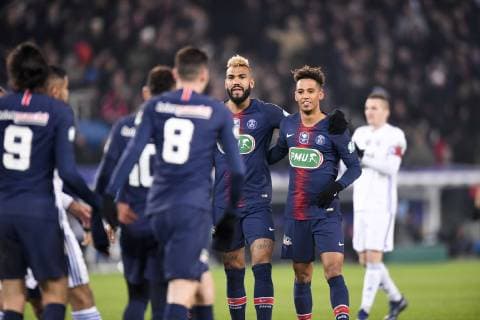 17 ERIC MAXIM CHOUPO MOTING (PSG) - 04 THILO KEHRER (PSG) - JOIE FOOTBALL : Paris SG vs Strasbourg - Coupe de France - 23 01 2019 AnthonyBIBARD FEP Panoramic 