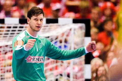 190123 Goalkeeper Niklas Landin of Denmark celebrates during the IHF World Handball Championship match between Denmark and Sweden on January 23, 2019 in Herning. Photo: Petter Arvidson BILDBYRN kod PA 92213 Copyright: PETTERxARVIDSON BB190123PA109