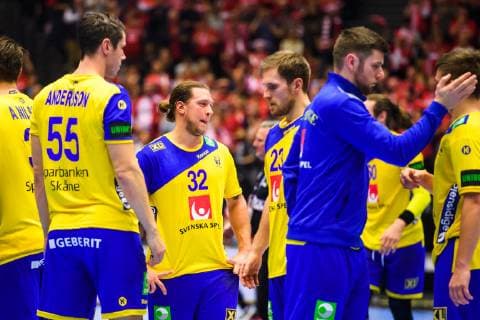 190123 Mattias Zachrisson of Sweden looks dejected after the IHF World Handball Championship match between Denmark and Sweden on January 23, 2019 in Herning. Photo: Petter Arvidson BILDBYRN kod PA 92213 Copyright: PETTERxARVIDSON BB190123PA122