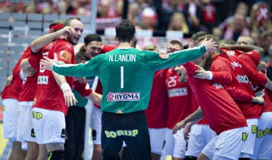 Denmark celebrates the victory in the men s IHF Handball World Championship WM Weltmeisterschaft Main Round Group 2 match between Denmark and Sweden in Herning, Denmark, Wednesday, Jan. 23, 2019.. , Herning Jylland Denmark Copyright: HenningxBagger HenningxBaggerx COP105 spdk20190123-220756-L