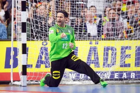 Handball Köln 23.01.2019 Weltmeisterschaft 2019 Weltmeisterschaften der Männer Hauptrunde Deutschland (GER) - Spanien (ESP) Silvio Heinevetter (Deutschland, TW, No.12) Jubel