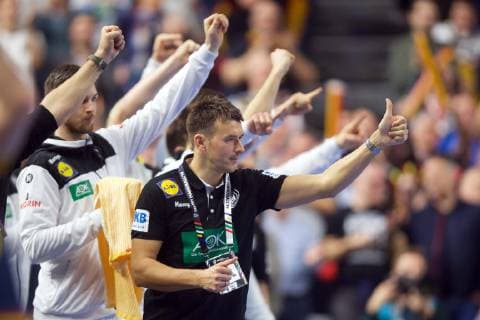 Handball Köln 23.01.2019 Weltmeisterschaft 2019 Weltmeisterschaften der Männer Hauptrunde Deutschland (GER) - Spanien (ESP) Christian Prokop (Deutschland, Trainer) Jubel