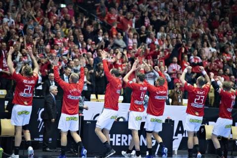 Denmark celebrates the victory in the men s IHF Handball World Championship WM Weltmeisterschaft Main Round Group 2 match between Denmark and Sweden in Herning, Denmark, Wednesday, Jan. 23, 2019.. , Herning Jylland Denmark Copyright: HenningxBagger HenningxBaggerx COP105 spdk20190123-221845-L