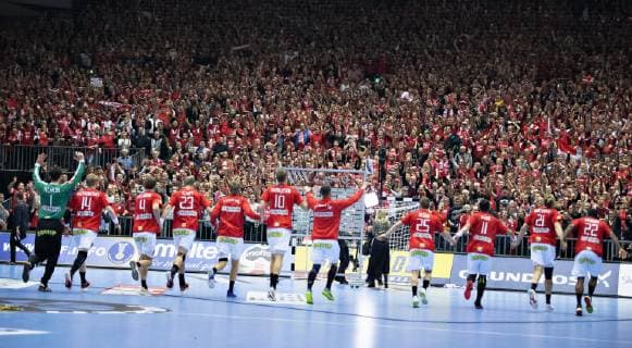 Denmark celebrates the victory in the men s IHF Handball World Championship WM Weltmeisterschaft Main Round Group 2 match between Denmark and Sweden in Herning, Denmark, Wednesday, Jan. 23, 2019.. , Herning Jylland Denmark Copyright: HenningxBagger HenningxBaggerx COP105 spdk20190123-222006-L