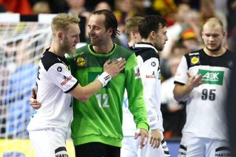 Silvio Heinevetter (Deutschland) und Matthias Musche (Deutschland) feiern den Sieg, Deutschland vs Spanien, IHF Maenner Handball Weltmeisterschaft, 23.01.2019 Fotograf Neis Eibner Deutschland vs Spanien, IHF Maenner Handball Weltmeisterschaft, 23.01.2019 Köln Copyright: xEIBNER Alexander_Neisx EP_ANS