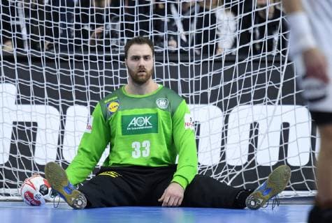 Torhueter Andreas Wolf (33 GER) sitzt am Boden. Hauptrunde: Deutschland - Spanien in Koeln, Deutschland am 23.01.2019. IHF - Handball Weltmeisterschaft der Maenner in Deutschland und Daenemark 2019,