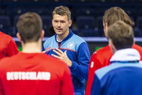 Hamburg, Deutschland 24. Januar 2019: WM 2019 Männer - Halbfinale - Deutschland Pressekonferenz Trainer Christian Prokop (Deutschland) Hamburg Barclaycard Arena Deutschland