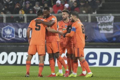Joie sur le But de Moussa Dembele (OL) - Nabil Fekir (OL) FOOTBALL : Amiens SC Vs Olympique Lyonnais - Coupe de France - 1 16eme finale - 24 01 2019 MichaelBaucher Panoramic 