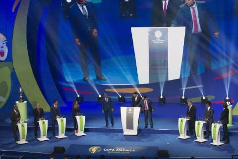 Sorteio Copa America RIO DE JANEIRO, RJ - 24.01.2019: SORTEIO COPA AMERICA - Group draw for the 46th edition of the Copa América men& 39;s football, held in the City of Arts in Barr Tijuca, west side of Rio deo de Janeiro, RJ. The tournament takes place from June 14 to July 7. The competition will have, besides Rio de Janeiro, four other host cities (Belo Horizonte, Porto Alegre, Salvador and São Paulo). (Photo: Celso Pupo Fotoarena) x1669927x  CelsoxPupo
