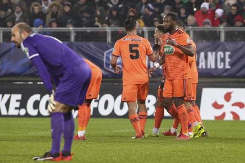 Joie sur le but de Moussa Dembele (OL) FOOTBALL : Amiens SC Vs Olympique Lyonnais - Coupe de France - 1 16eme finale - 24 01 2019 MichaelBaucher Panoramic 