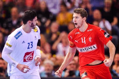 190125 Magnus Landin of Denmark celebrates during the IHF World Handball Championship match between Denmark and France on January 25, 2019 in Hamburg. Photo: Ludvig Thunman BILDBYRN kod LT 35584 Copyright: LUDVIGxTHUNMAN BB190125LT006