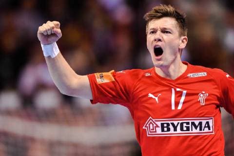 Sport Themen der Woche KW04 Sport Bilder des Tages 190125 Lasse J. Svan of Denmark celebrates during the IHF World Handball Championship match between Denmark and France on January 25, 2019 in Hamburg. Photo: Ludvig Thunman BILDBYRN kod LT 35584 Copyright: LUDVIGxTHUNMAN BB190125LT008