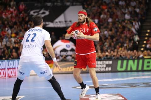 26th Mens Handball World Championship WM Weltmeisterschaft Daenemark vs Frankreich, 25.01.19 Mikkel Hansen (Daenemark, 24) gegen Luka Karabatic (Frankreich, 22)