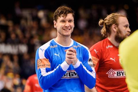 190125 Goalkeeper Niklas Landin of Denmark celebrates during the IHF World Handball Championship match between Denmark and France on January 25, 2019 in Hamburg. Photo: Ludvig Thunman BILDBYRN kod LT 35584 Copyright: LUDVIGxTHUNMAN BB190125LT017