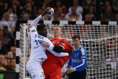 26th Mens Handball World Championship WM Weltmeisterschaft Daenemark vs Frankreich, 25.01.19 Dika Mem (Frankreich, 10) gegen Anders Zachariassen (Daenemark, 14)