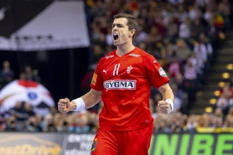 Rasmus Lauge (Nr. 11, Daenemark) freut sich jubelt. Daenemark vs. Frankreich, Halbfinale, Handball, IHF Handball Weltmeisterschaft, 25.01.19 Hamburg Hamburg Germany Barclaycard-Arena Copyright: xAgentur54Gradx xFelixxKoenigx