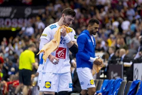 Ludovic Fabregas (Nr. 23, Frankreich) ist niedergeschlagen deprimiert enttaeuscht. Daenemark vs. Frankreich, Halbfinale, Handball, IHF Handball Weltmeisterschaft, 25.01.19 Hamburg Hamburg Germany Barclaycard-Arena Copyright: xAgentur54Gradx xFelixxKoenigx