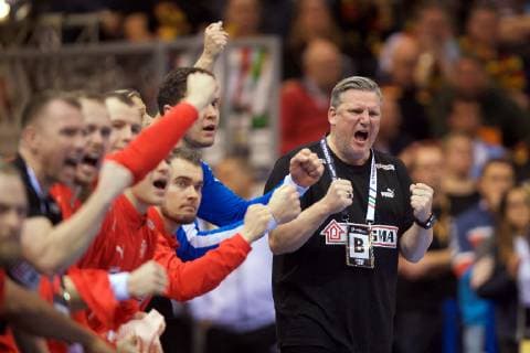 Sport Bilder des Tages Handball Hamburg 25.01.2019 Weltmeisterschaft 2019 Weltmeisterschaften der Männer Halbfinale Dänemark (DAN) vs Frankreich (FRA) JACOBSEN Nikolaj (Dänemark, Trainer) Jubel